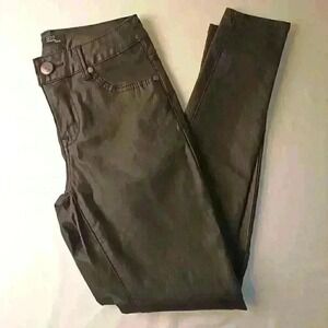 1822 Women's Faux Leather Jeans Shiny Black Size 2 Skinny Leg Low Rise Goth
